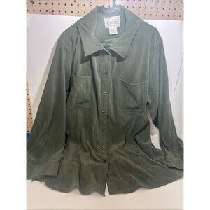 Basic Editions olive green button-down blouse SZ 2XL